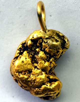 19 - 21k Solid Natural California Gold Nugget Pendant 6.  54 Grams