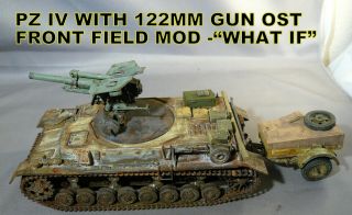 Built 1/35 Pz Iv With 122mm Gun Mounted W/ Ammo Trailer East Front " What If "