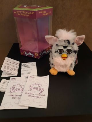 1998 Tiger Electronics Furby Gray And Pink With Black Spots