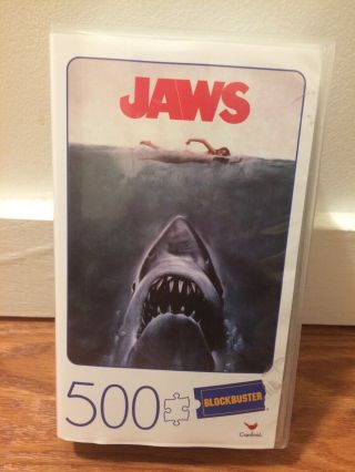 Jaws Movie Poster 500 Piece Puzzle Blockbuster Video Vhs Retro Case