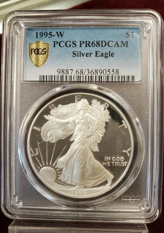 1995 W Proof Silver American Eagle Pr68 Dcam Pcgs 1oz Us $1 Coin Key Date