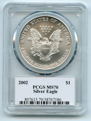 2002 $1 American Silver Eagle Dollar PCGS MS70 Thomas Cleveland Eagle 2