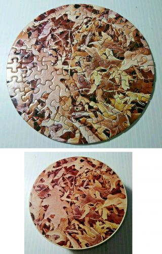 1973 Springbok Frosted Oak Leaves 7 " Inch Diameter 60,  Piece Mini - Jigsaw Puzzle
