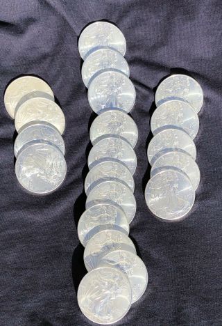 One Roll Of Mixed Date Silver Eagle Coins 11 - 2015 Coin’s - 5 2013 Coins - 4 2014