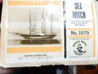 Wooden Canton Clipper Ship Sea Witch Kit,  Mahogany Wood Hull,  Blue Print Plans