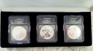 2006 Pr70 Dcam 20th Anniversary Silver Eagle 3 Coin Set,  First Day Of Issue