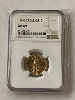 1986 1/4 Oz $10 Gold American Eagle Ngc Ms 69 (mcmlxxxvi)
