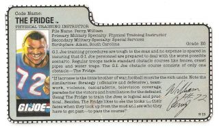 1986 William The Fridge Perry V.  1 Red Back File Card Gray Redback Gi Joe Jtc