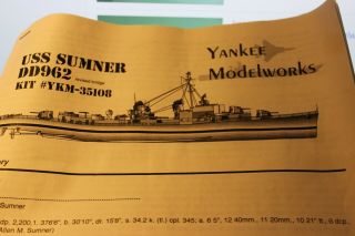 Yankee Model Uss Sumner Scale Resin Kit Ykm35108