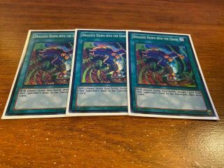 3x Dragged Down Into The Grave Rare 1st Edition Lcyw - En174 Nm/m Yugioh