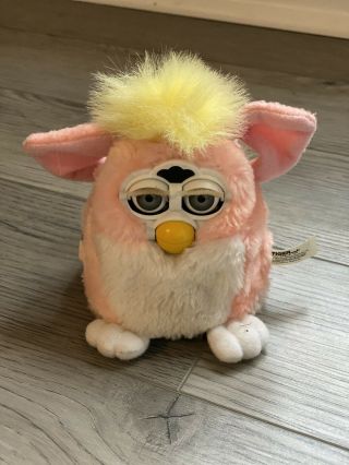 Vintage 1999 Furby Baby - Pink & Yellow Cute Tiger Electronics 90s Toys