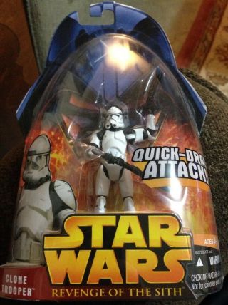 Star Wars " Clone Trooper " 2005 Action Figure Rots " Quick Draw Attack "