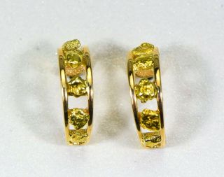 Gold Nugget Earrings " Orocal " Eh18 Hand Crafted Jewelry - 14k Gold Casti
