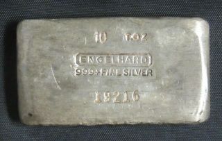 10 Oz.  Engelhard Old Pour.  999 Fine Silver Bar Vintage T.  Oz Stamped