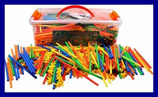 Playlearn Large 800 Pc Straws Builders Construction Building Toy Giant Pack W Sp