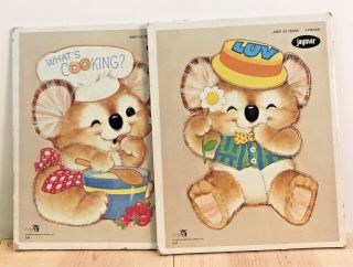 Vintage Set Of 2 Jaymar " Kirby " Koala Tray Puzzles - Gibson Greeting Cards
