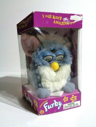 Vintage 1998 Furby Blue Pink Ears White Chest Tiger Electronics 70 - 800