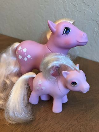 Two Vintage Mlp G1 My Little Pony Lickety Split And Baby Lickety Beddy Bye Bye