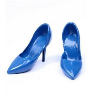 1:6 Scale Blue Plastic Shoes Female High Heels Shoes Model Fit 12  Girl Figure