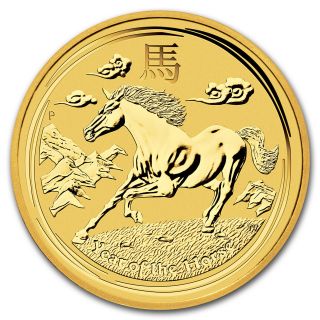 2014 Australia 1/4 Oz Gold Lunar Horse Bu (series Ii) - Sku 78080