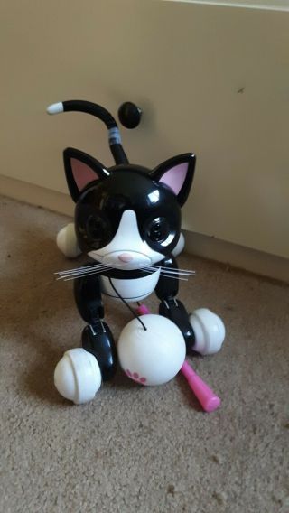 Zoomer Kitty Interactive Cat Robot Black White Charging Cable,  Toy (tail Broken)