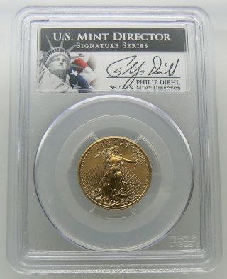 2013 1/4 Oz $10 American Gold Eagle Coin Pcgs Ms 70 Philip Diehl