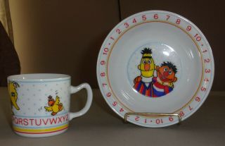 Vintage Bert & Ernie Sesame Street Bowl & Cup Mug Porcelain - Japan Jmp Marketing