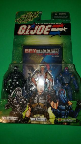 2003 Gi Joe Spytroops 3 Pack Vhs Movie Moc Snake Eyes Cobra Commander Duke