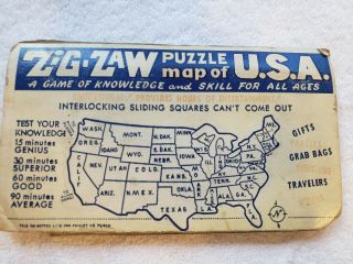 Vintage Roalex Co Zig Zaw Sliding Puzzle Map Of The Usa 1960s