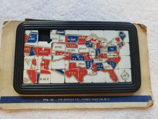 Vintage Roalex Co Zig Zaw Sliding Puzzle Map of The USA 1960s 2