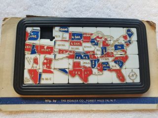 Vintage Roalex Co Zig Zaw Sliding Puzzle Map of The USA 1960s 3