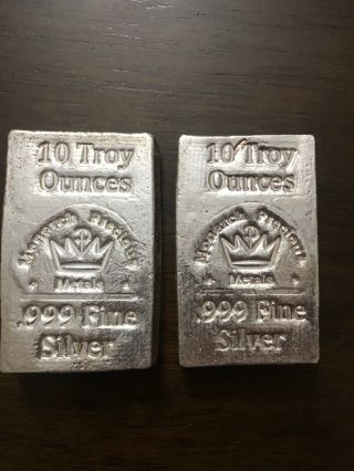 2 X 10 Oz Silver Bars
