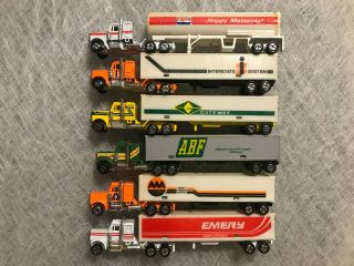 Set Of Six (6) Kenworth Semi - Truck Tractor & Trailer 1:100 Scale - Yatming?