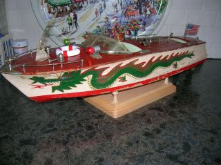 TOY WOOD BOAT ITO BOAT DRAGON BATTERY OPERATED WOODEN BOAT VINTAGE WOOD BOAT 3