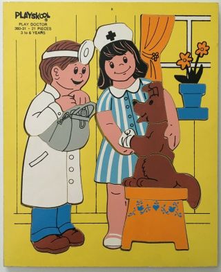 Vintage Playskool Play Doctor Wooden Puzzle 360 - 31