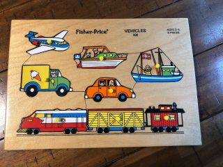 Vintage Fisher Price Wooden Puzzle - Vehicles 508