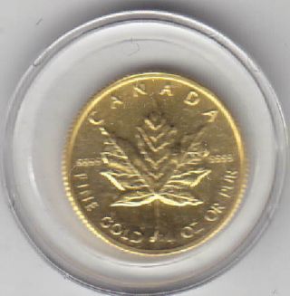 1985 $10 CANADIAN GOLD LEAF.  1/4 OZ.  9999 FINE GOLD. 3