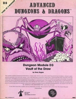 D3 Vault Of The Drow Exc 3rd Prt 9021 D&d Ad&d Mono Module Dungeons Dragons Tsr