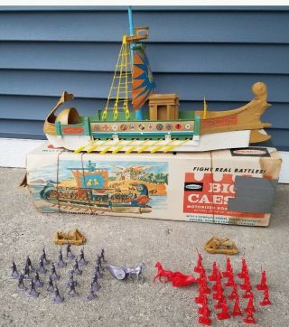 Vintage 1963 Remco Big Caesar Motorized Ship Army Catapults Accesories