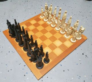1962 Peter Ganine Conqueror Chess Set By Pacific Games W/wooden Chess Board 20 "