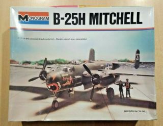 45 - 5500 Monogram 1/48th Scale North American B - 25h Mitchell Plastic Model Kit
