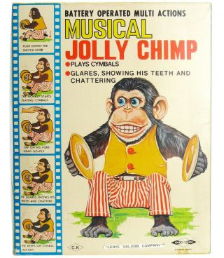 Vintage Daishin Japan Musical Jolly Chimp Toy Story Monkey W/box & Hangtag