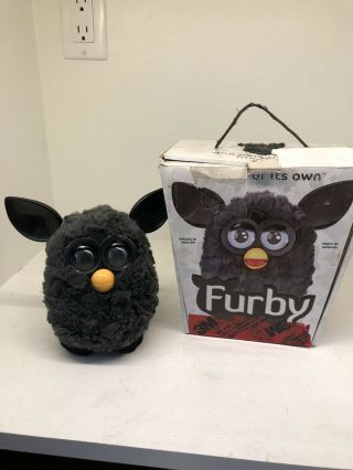 2012 Hasbro Furby Black Charcoal Gray Interactive Electronic Pet Plush Toy -