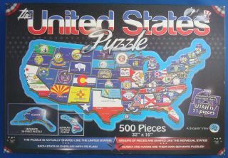 Jigsaw Puzzle 500 Pc The United States Map And State Flags