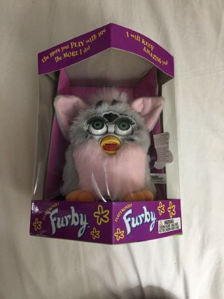 1998 Furby Classic Pink Ears Grey Eyes