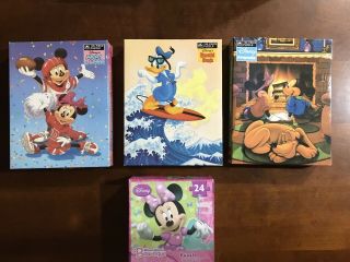 3 Vintage Disney Puzzles - 100 Piece Complete - Mickey & Minnie/donald Duck