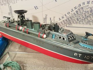 Tin Toy Linemar Battery operated Torpedo Boat PT 107 Battleship - 3