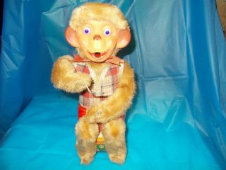 Monkey Blowing Bubbles Made In Japan (alps) Battery Operated Toy No Box