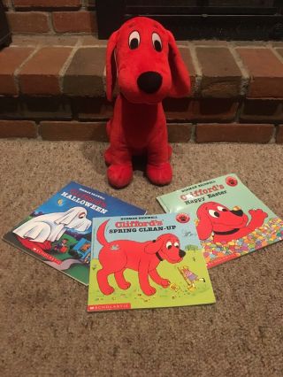 Kohls Cares Clifford The Big Red Dog 13 " Toy Plush With 3 Clifford Books