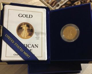 1988 - P American Gold Eagle Proof (1/4 Oz) $10 In Ogp